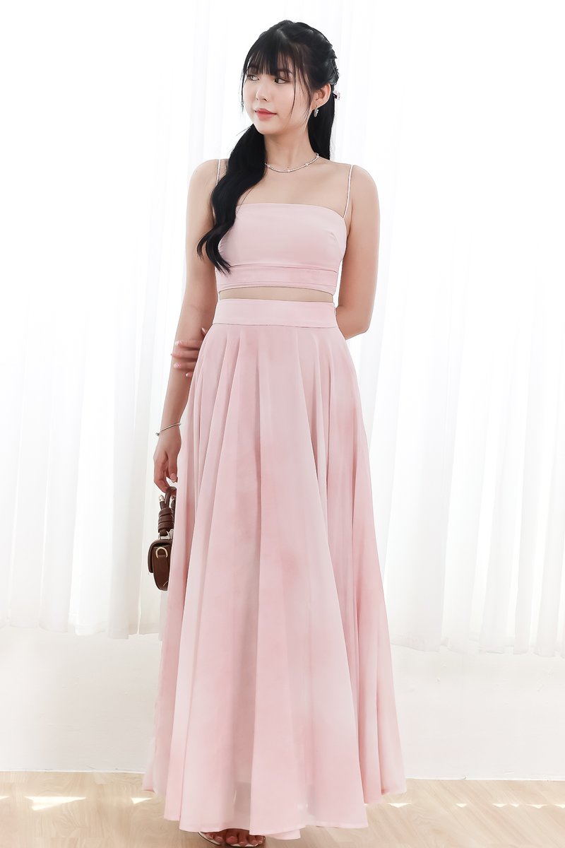 RESTOCKS | Phaedra Printed Co-ord Skirt in Blush Pink ( Regular Length )