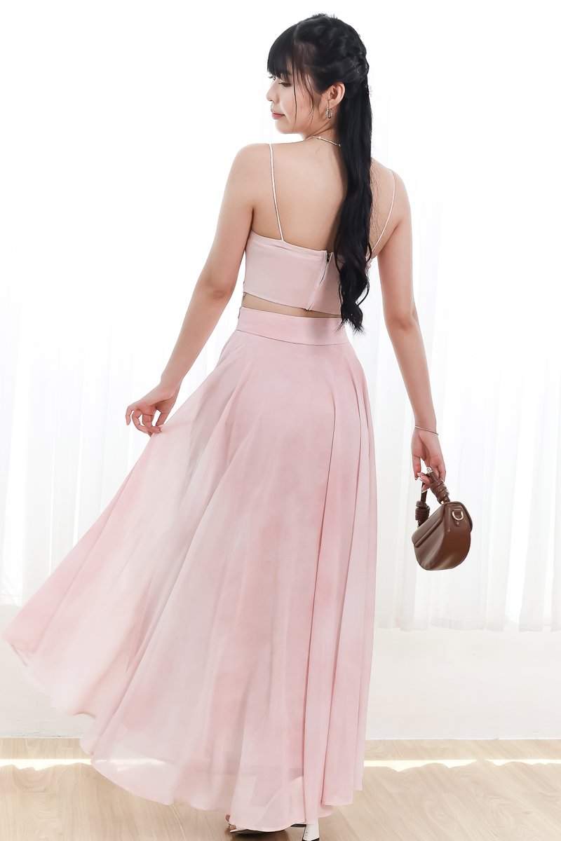 RESTOCKS | Phaedra Printed Co-ord Skirt in Blush Pink ( Regular Length )