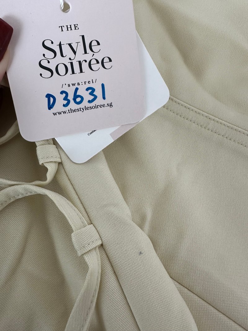 DEFECT | Serene Sweetheart Sleeved Romper Dress in Light Yellow in XS DEFECT | Serene Sweetheart Sleeved Romper Dress in Light Yellow in XS