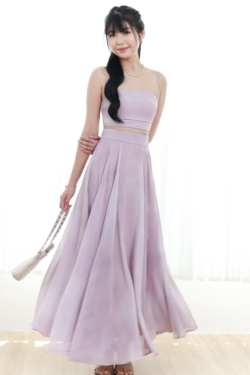 RESTOCKS | Phaedra Printed Co-ord Skirt in Soft Lilac ( Regular Length )