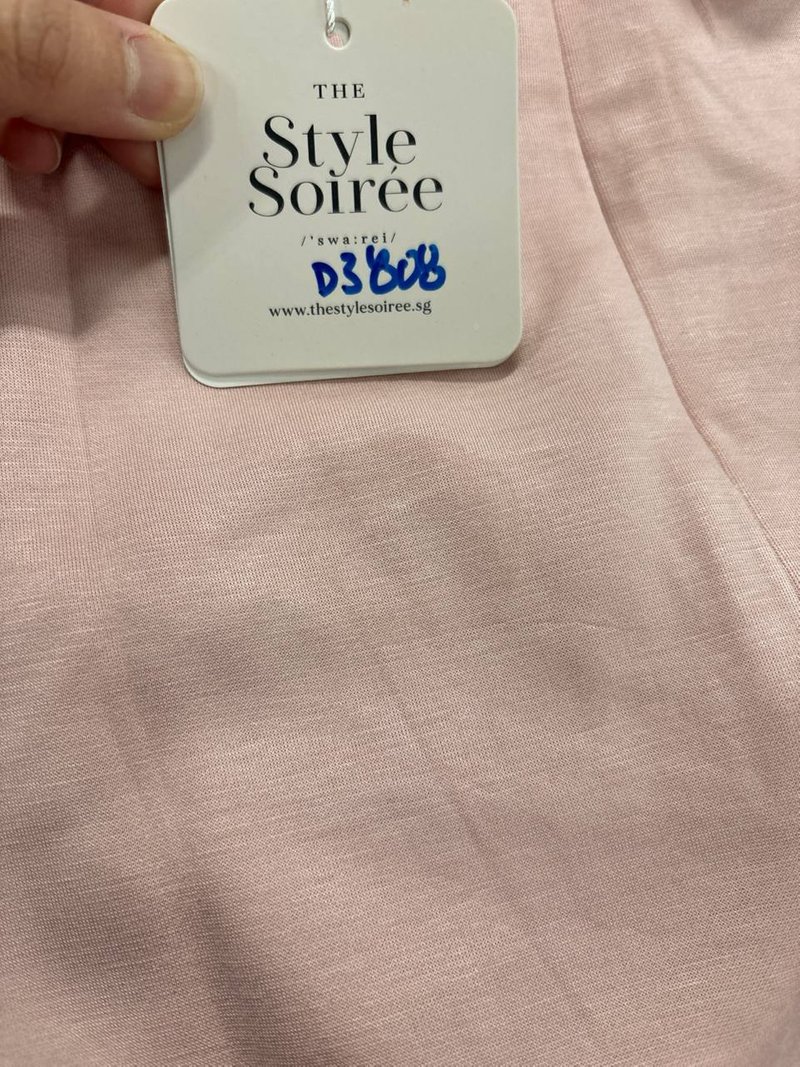 DEFECT | Rianne Ruched Midi Dress in Pastel Pink in XXS DEFECT | Rianne Ruched Midi Dress in Pastel Pink in XXS