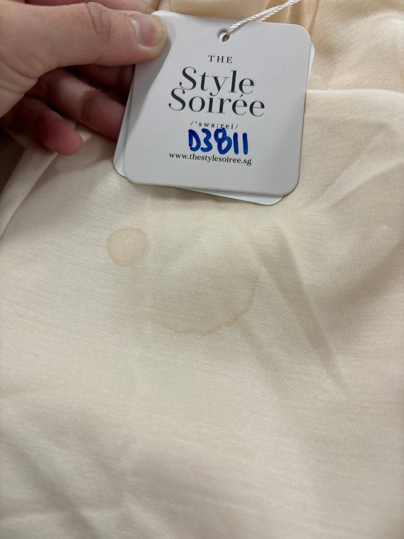 DEFECT | Rianne Ruched Midi Dress in Cream in L DEFECT | Rianne Ruched Midi Dress in Cream in L