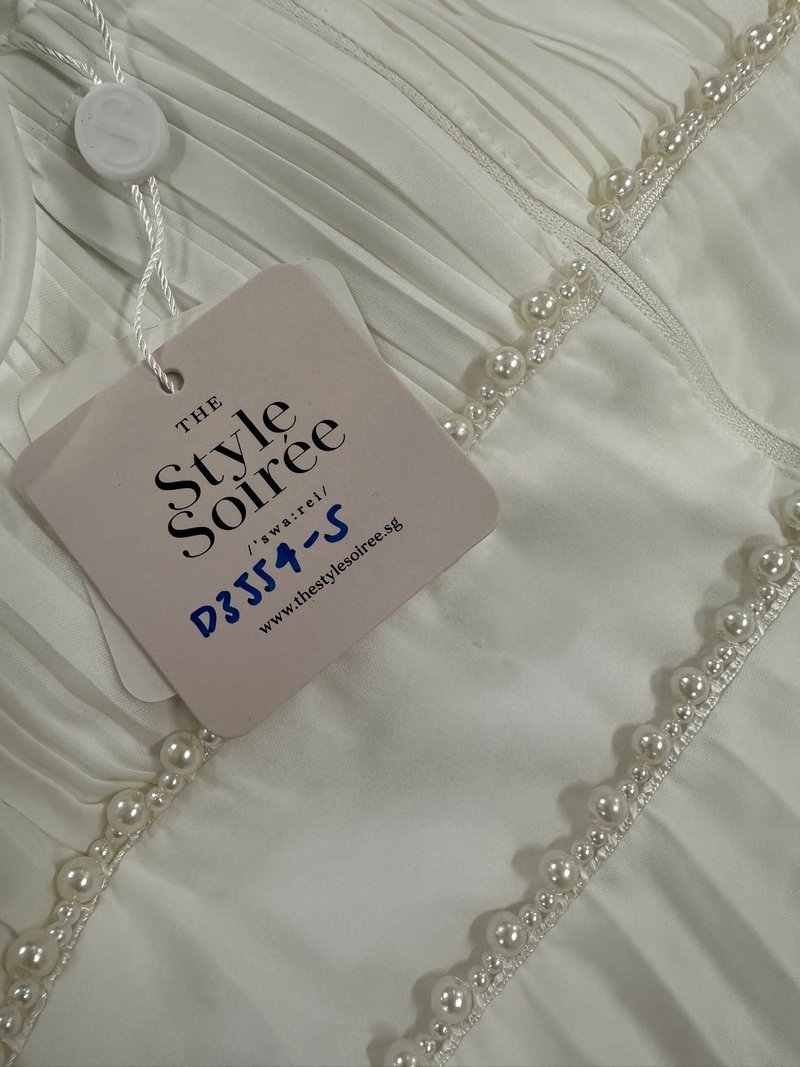 DEFECT | Perdi Pearl Pleated Jumpsuit in White in S/M