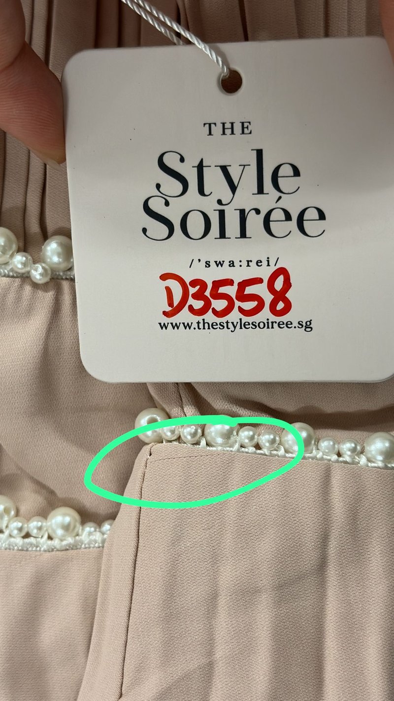 DEFECT | Perdi Pearl Pleated Jumpsuit in Light Pink in M