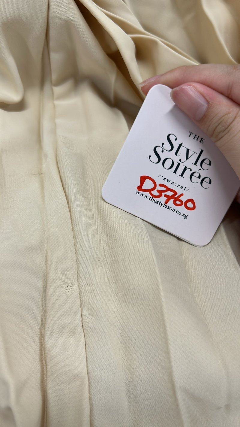 DEFECT | Perdi Pearl Pleated Jumpsuit in Light Yellow in L