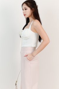 Britney Bustier Ribbon Top in White