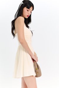 DEFECT | Marissa Mesh Tie Romper Dress in Cream Yellow in S