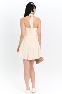 DEFECT | Marissa Mesh Tie Romper Dress in Cream Yellow S DEFECT | Marissa Mesh Tie Romper Dress in Cream Yellow S