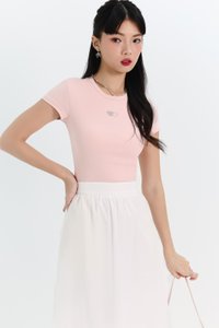 Destiny Diamonte Tee (Double hearts) in Pastel Pink Destiny Diamonte Tee (Double hearts) in Pastel Pink