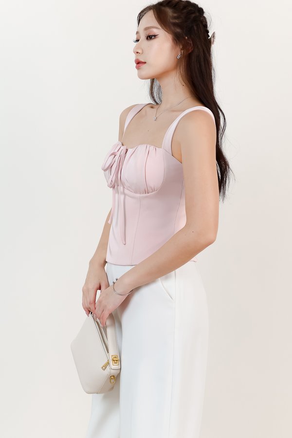 DEFECT| Britney Bustier Ribbon Top in Pink in XXS
