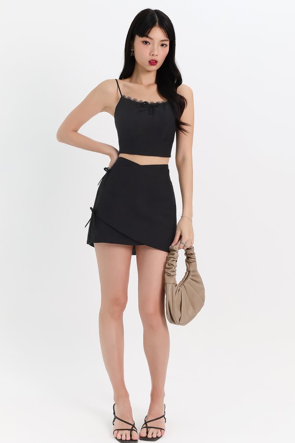 Coquette Co-ord Textured Top in Black