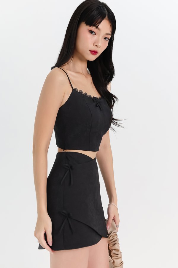 Coquette Co-ord Textured Top in Black