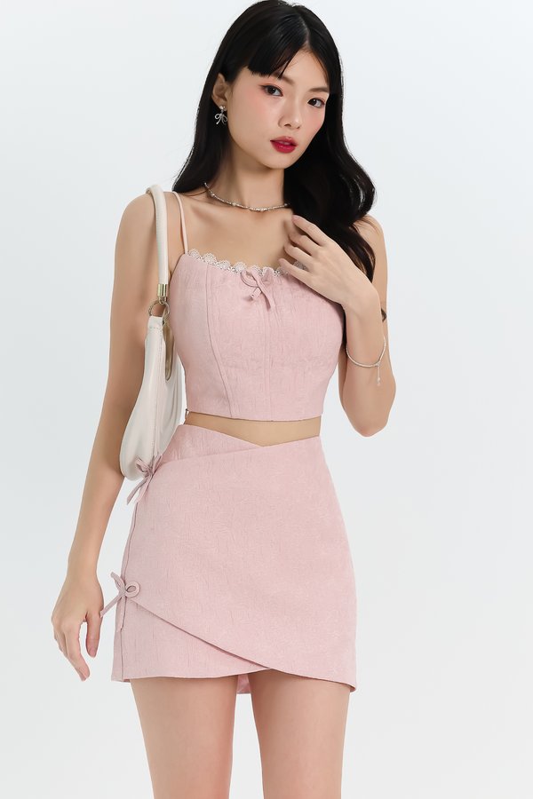 Coquette Co-ord Textured Top in Pink