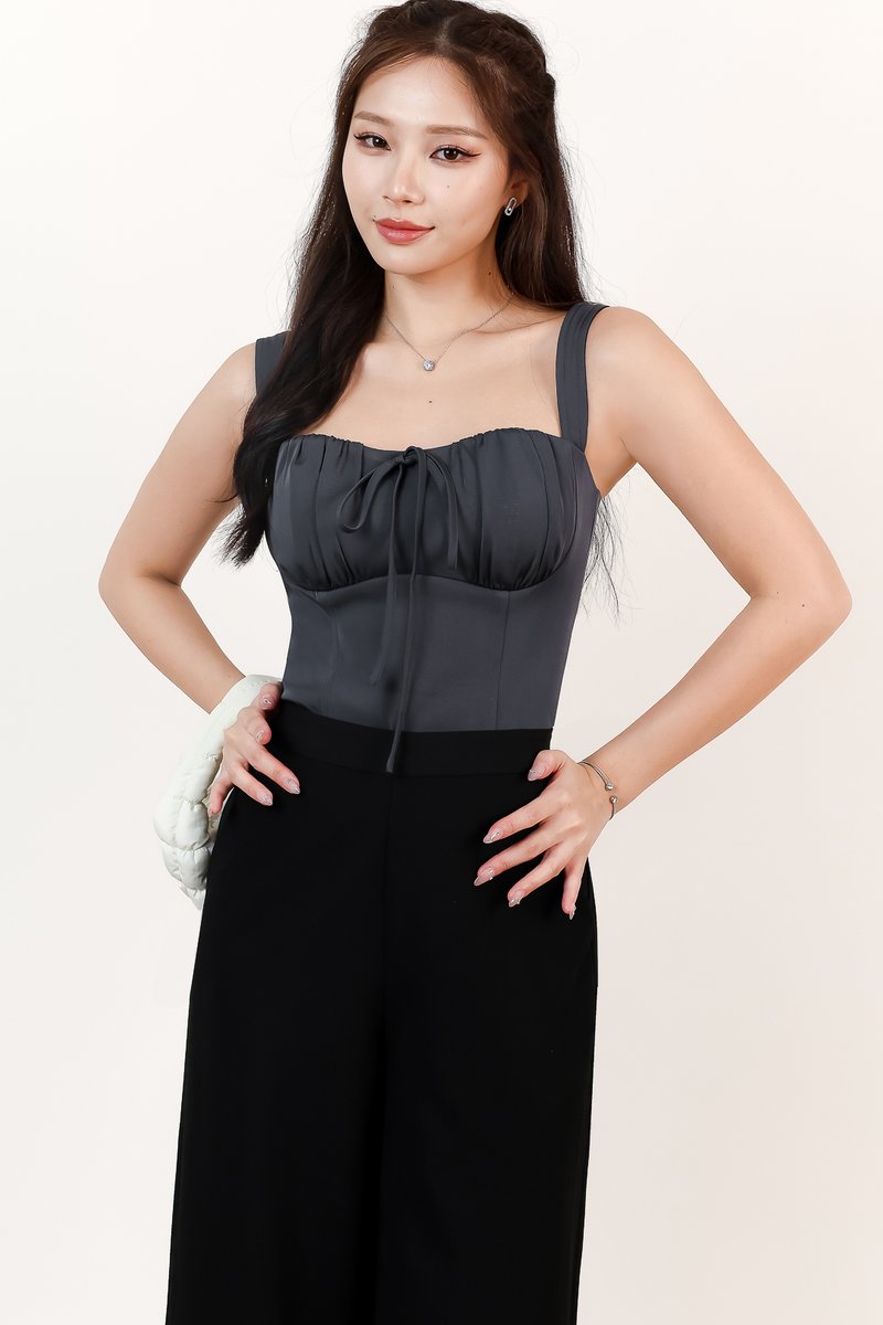 Britney Bustier Ribbon Top in Steel Britney Bustier Ribbon Top in Steel
