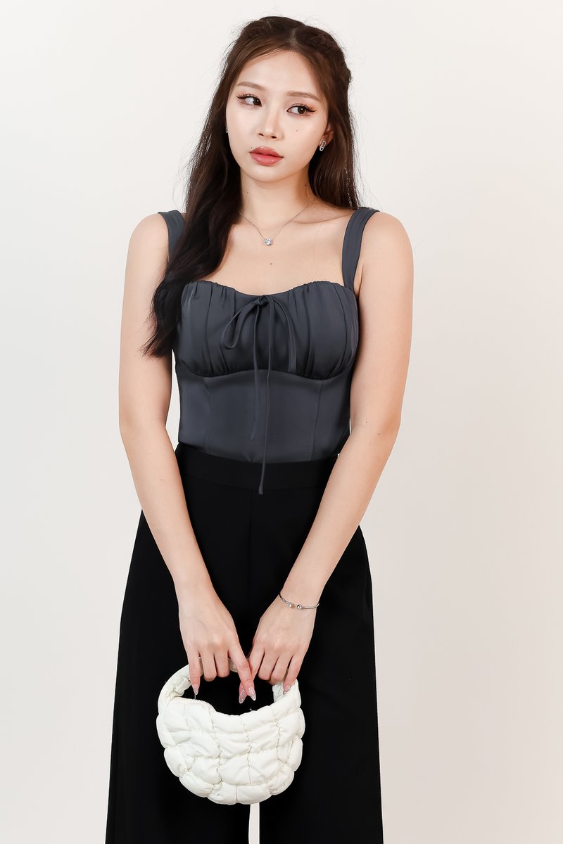 Britney Bustier Ribbon Top in Steel Britney Bustier Ribbon Top in Steel