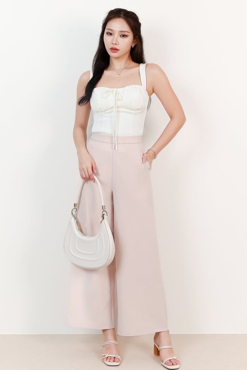 Britney Bustier Ribbon Top in White