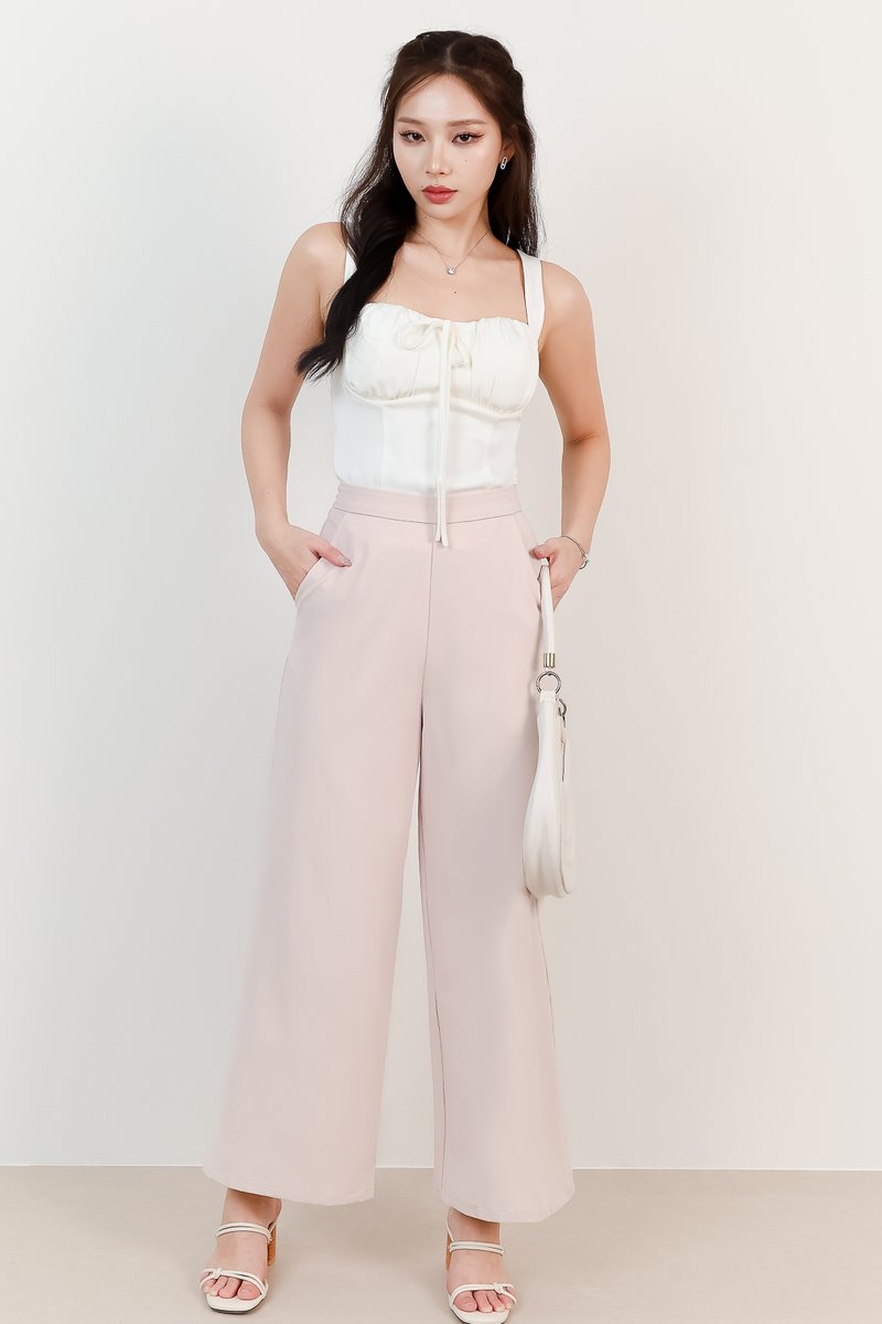 Britney Bustier Ribbon Top in White