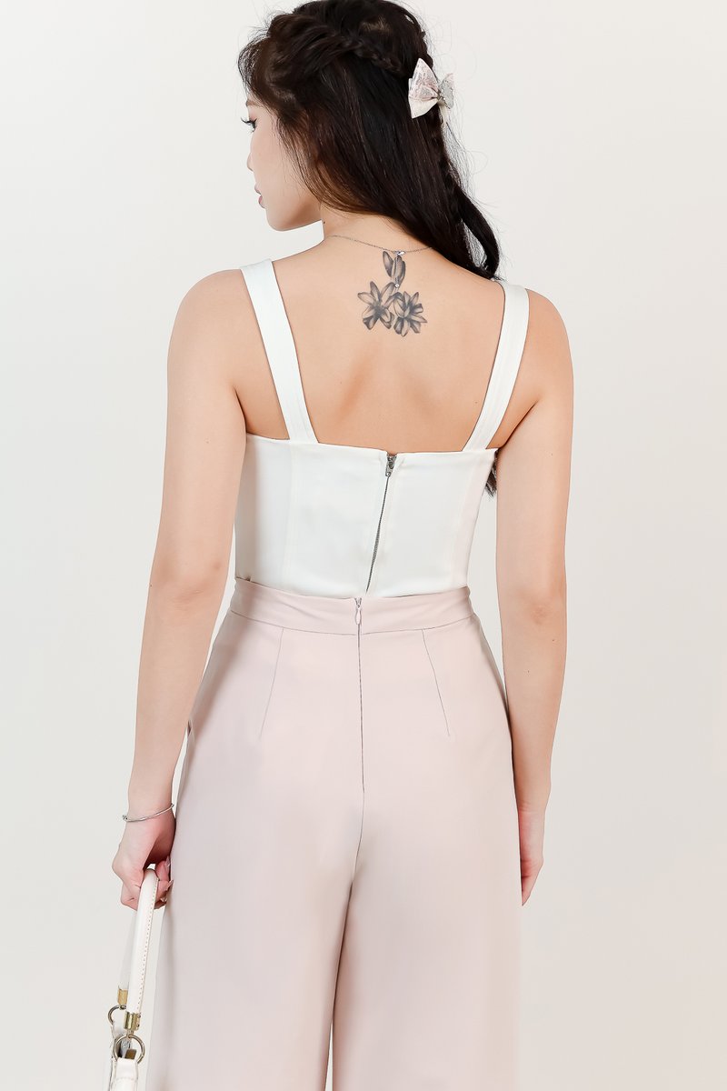 Britney Bustier Ribbon Top in White