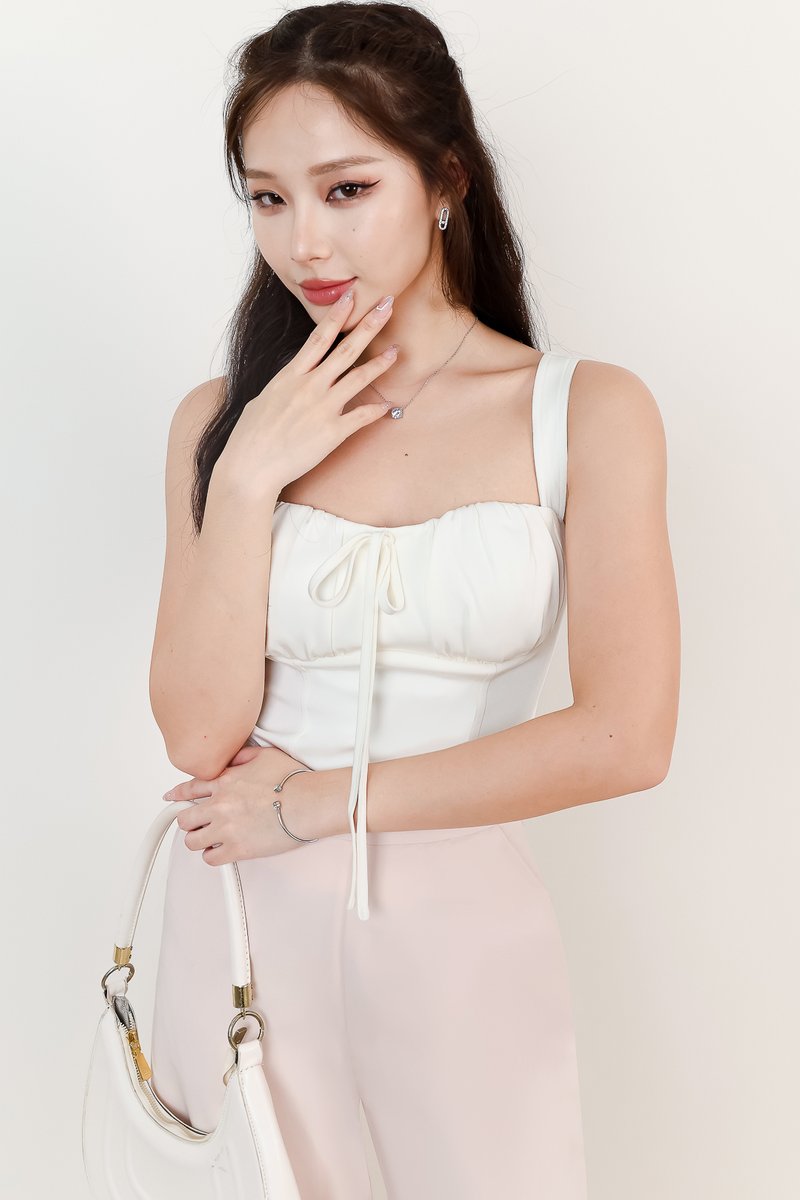 Britney Bustier Ribbon Top in White