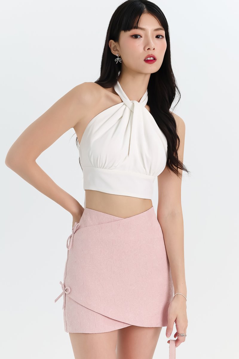 RESTOCK | Heda Halter Co-ord Top in White