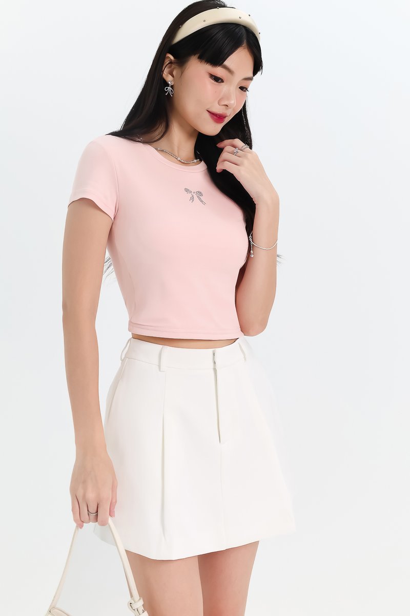 Destiny Diamonte Tee (Ribbon) in Pastel Pink