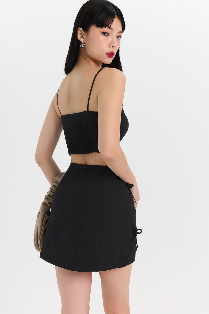 Coquette Co-ord Textured Top in Black