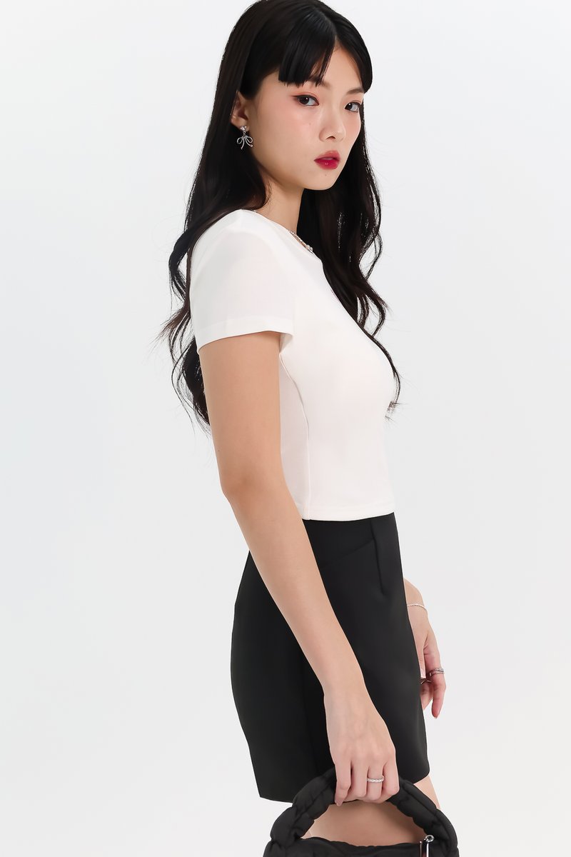 Destiny Diamonte Tee (Double Hearts) in White
