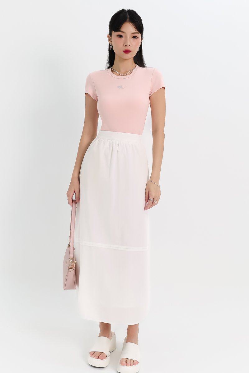 Destiny Diamonte Tee (Double hearts) in Pastel Pink Destiny Diamonte Tee (Double hearts) in Pastel Pink