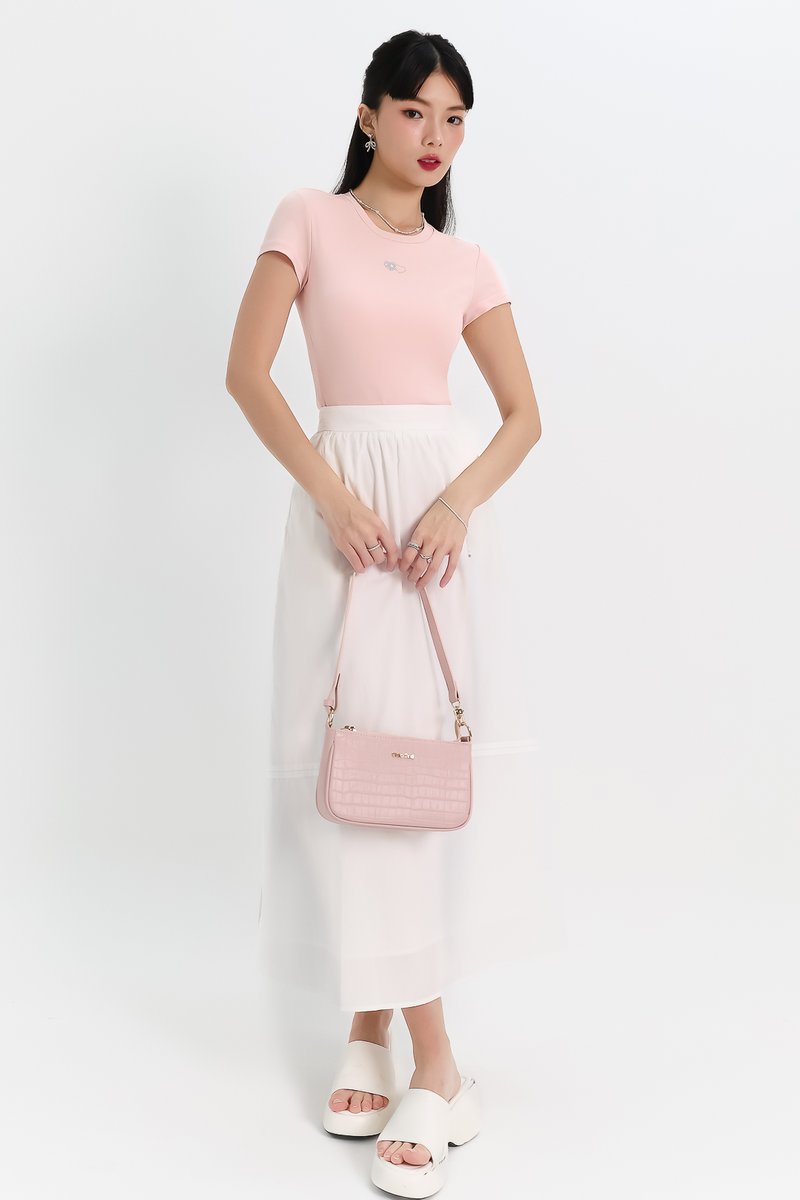 Destiny Diamonte Tee (Double hearts) in Pastel Pink Destiny Diamonte Tee (Double hearts) in Pastel Pink
