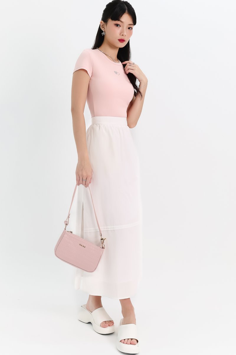 Destiny Diamonte Tee (Double hearts) in Pastel Pink Destiny Diamonte Tee (Double hearts) in Pastel Pink