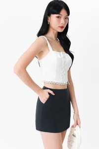 Cerrine Co-ord Mid Waist Skorts in Teal Grey