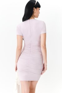 Taelia Tee Ruched Dress in Pale Lilac