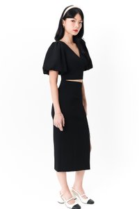 DEFECT | Celeste Co-ord Slit Midi Skirt in Black in XS