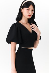 Celeste Co-ord Puffy Sleeve Top in Black