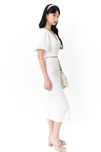 Celeste Co-ord Slit Midi Skirt in White