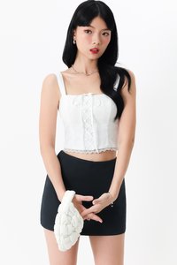 DEFECT | Leilani Lace Tie Thick Straps Top in White in M DEFECT | Leilani Lace Tie Thick Straps Top in White in M