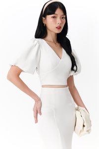 DEFECT | Celeste Co-ord Puffy Sleeve Top in White in XS