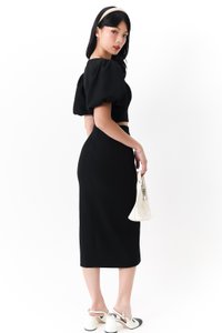 Celeste Co-ord Puffy Sleeve Top in Black
