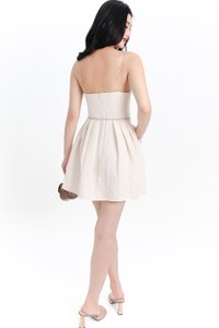 Teania Tweed Romper Dress in Cream White Teania Tweed Romper Dress in Cream White