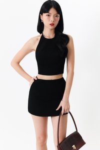 Cerrine Co-ord Halter Top in Black Cerrine Co-ord Halter Top in Black