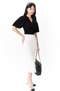 Caelie Chiffon Puffy Sleeve Top in Black