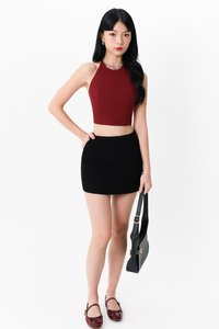 Cerrine Co-ord Halter Top in Dark Red