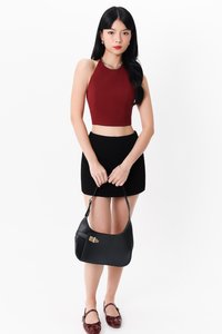 Cerrine Co-ord Halter Top in Dark Red