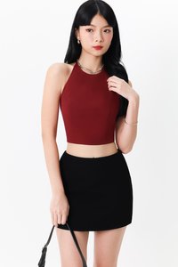 Cerrine Co-ord Halter Top in Dark Red