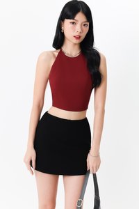 Cerrine Co-ord Halter Top in Dark Red