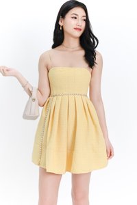 Teania Tweed Romper Dress in Yellow Teania Tweed Romper Dress in Yellow