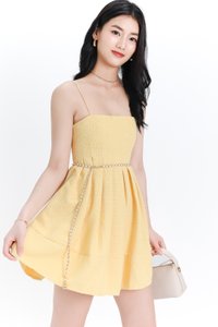 Teania Tweed Romper Dress in Yellow Teania Tweed Romper Dress in Yellow