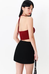 Cerrine Co-ord Halter Top in Dark Red