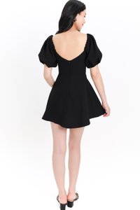 Penelope Puffy Sleeve Romper Dress in Black Penelope Puffy Sleeve Romper Dress in Black