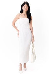 Caitlin Cross Back Pleat Maxi in White